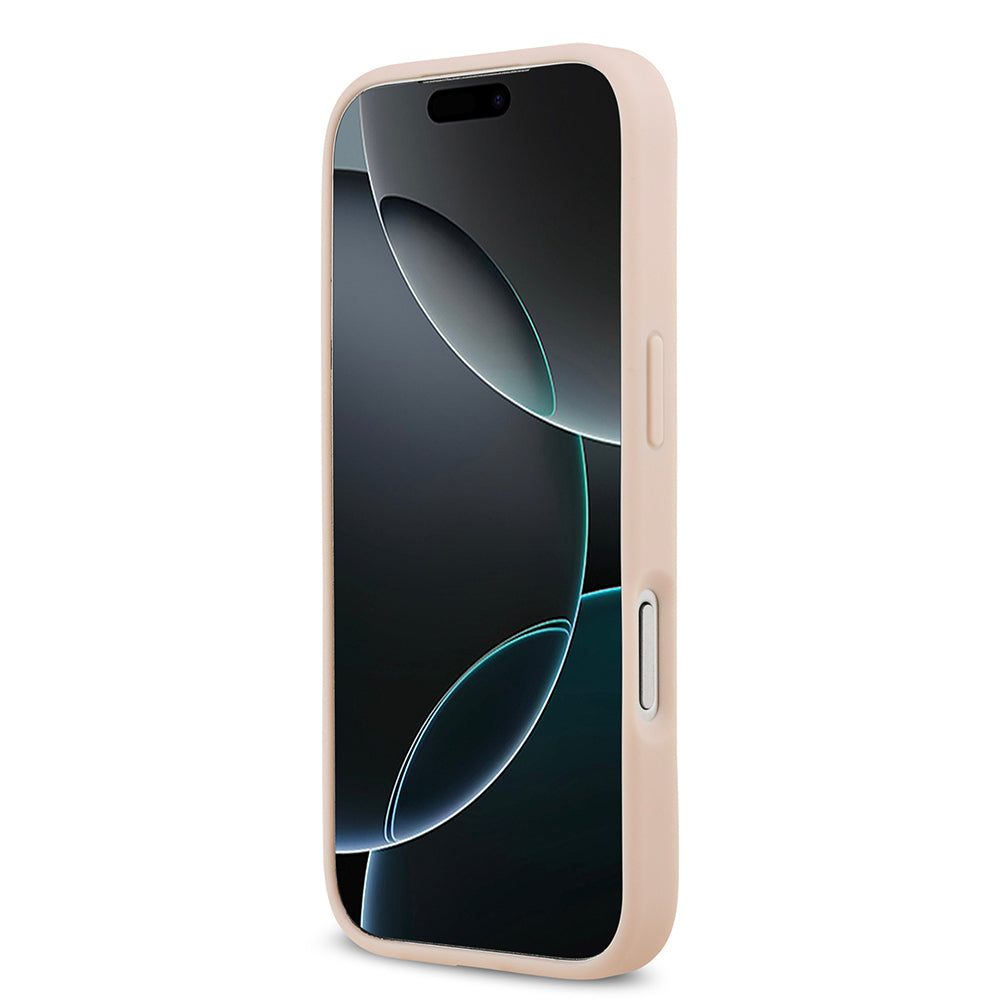 iPhone 17 Pro Max Kılıf Guess Orjinal Lisanslı M-safe Şarj Özellikli Taneli Çiçek Tasarımlı Metal Yazı Logolu Kılıf