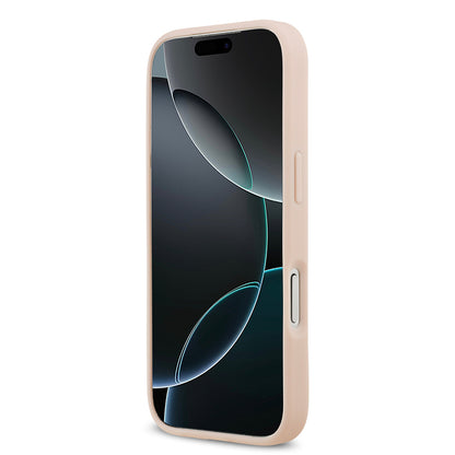 iPhone 17 Pro Max Kılıf Guess Orjinal Lisanslı M-safe Şarj Özellikli Taneli Çiçek Tasarımlı Metal Yazı Logolu Kılıf
