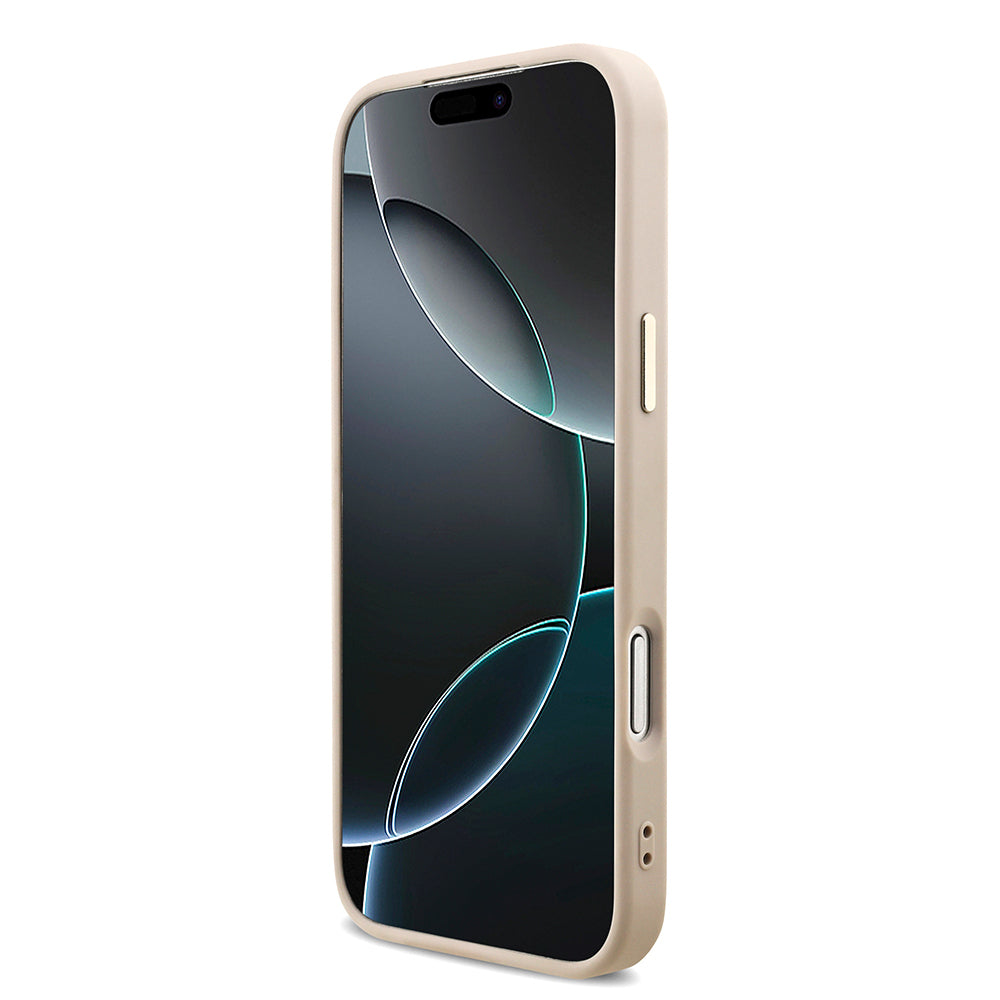 iPhone 17 Pro Max Kılıf Guess Orjinal Lisanslı M-safe Şarj Özellikli Taşlı Üçgen Logo 4G Desenli Kılıf