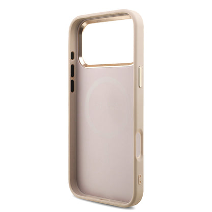 iPhone 17 Pro Max Kılıf Guess Orjinal Lisanslı M-safe Şarj Özellikli Taşlı Üçgen Logo 4G Desenli Kılıf