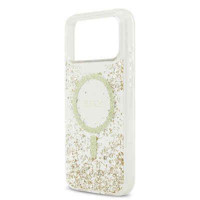 Apple iPhone 17 Pro Max Kılıf Guess Orjinal Lisanslı M-safe Şarj Özellikli Transparan Resin Bottom Kapak Pembe