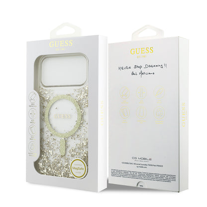 iPhone 17 Pro Max Kılıf Guess Orjinal Lisanslı M-safe Şarj Özellikli Transparan Resin Bottom Kılıf