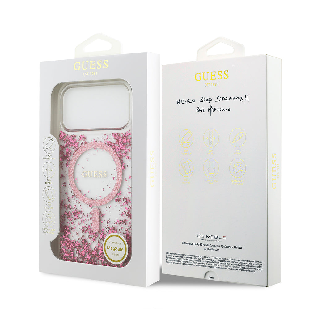 iPhone 17 Pro Max Kılıf Guess Orjinal Lisanslı M-safe Şarj Özellikli Transparan Resin Bottom Kılıf