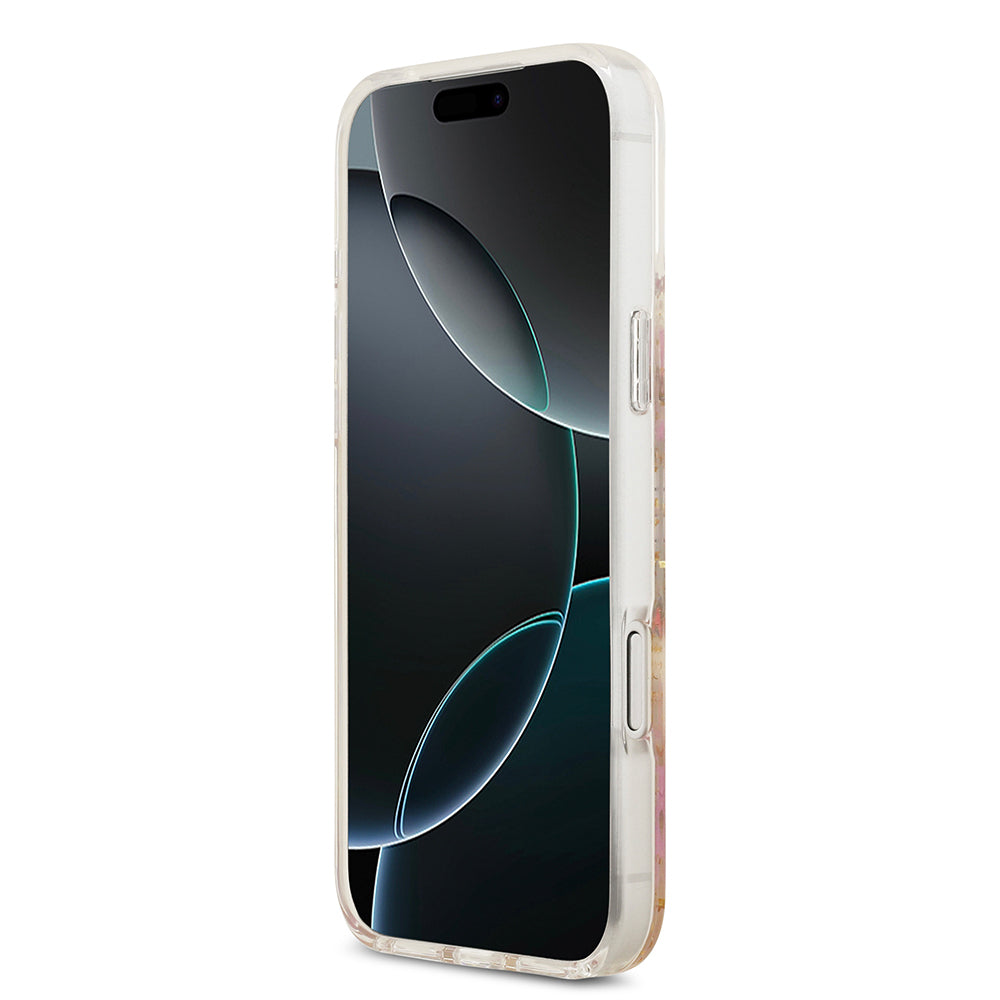 iPhone 17 Pro Max Kılıf Guess Orjinal Lisanslı M-safe Şarj Özellikli Transparan Resin Flowers Kılıf