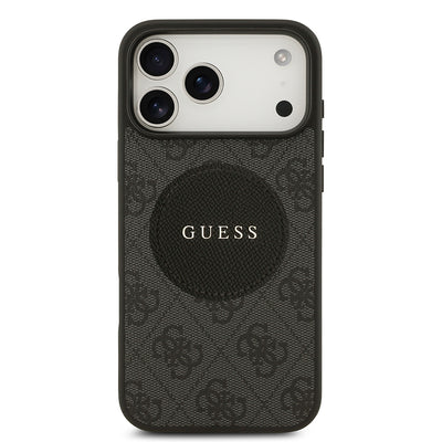 Apple iPhone 17 Pro Max Kılıf Guess Orjinal Lisanslı M-safe Şarj Özellikli Yazı Logolu Circle Classic Kapak Pembe