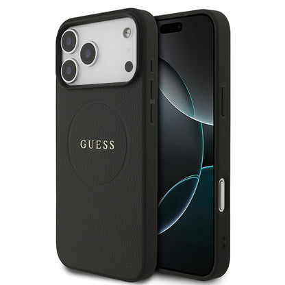 iPhone 17 Pro Max Kılıf Guess Orjinal Lisanslı M-safe Şarj Özellikli Yazı Logolu PU Deri Kılıf