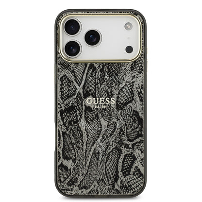 iPhone 17 Pro Max Kılıf Guess Orjinal Lisanslı M-safe Şarj Özellikli Yazı Logolu Python Desenli Kılıf