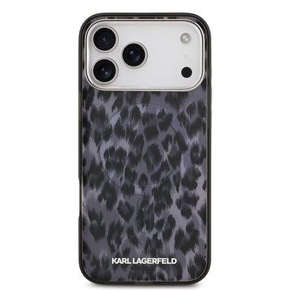 iPhone 17 Pro Max Kılıf Karl Lagerfeld Orjinal Lisanslı M-safe Şarj Özellikli IML Leopar Baskılı Kılıf