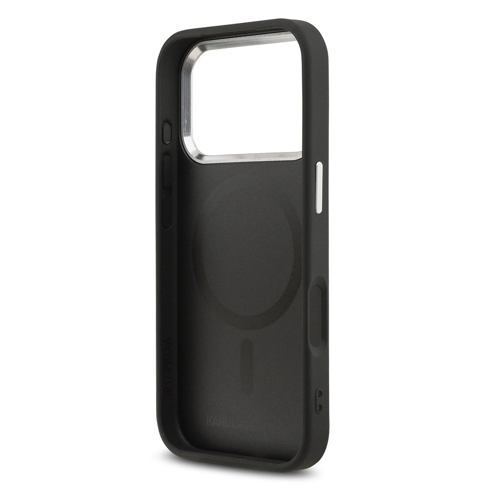 iPhone 17 Pro Max Kılıf Karl Lagerfeld Orjinal Lisanslı M-safe Şarj Özellikli Metal Kamera ve Buton Tasarımlı K&C PU Deri Kılıf