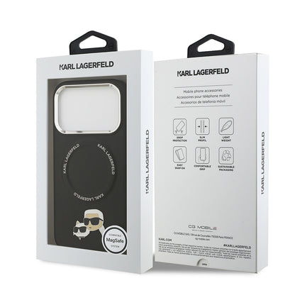 iPhone 17 Pro Max Kılıf Karl Lagerfeld Orjinal Lisanslı M-safe Şarj Özellikli Metal Kamera ve Buton Tasarımlı K&C PU Deri Kılıf