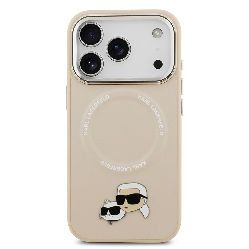 iPhone 17 Pro Max Kılıf Karl Lagerfeld Orjinal Lisanslı M-safe Şarj Özellikli Metal Kamera ve Buton Tasarımlı K&C PU Deri Kılıf