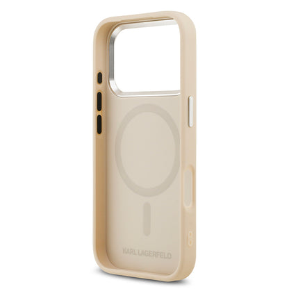 iPhone 17 Pro Max Kılıf Karl Lagerfeld Orjinal Lisanslı M-safe Şarj Özellikli Metal Kamera ve Buton Tasarımlı K&C PU Deri Kılıf