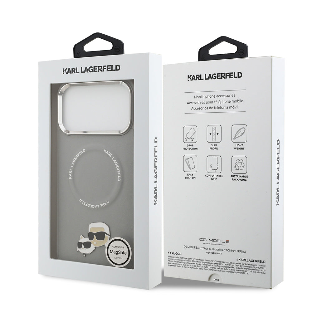 iPhone 17 Pro Max Kılıf Karl Lagerfeld Orjinal Lisanslı M-safe Şarj Özellikli Metal Kamera ve Buton Tasarımlı K&C PU Deri Kılıf