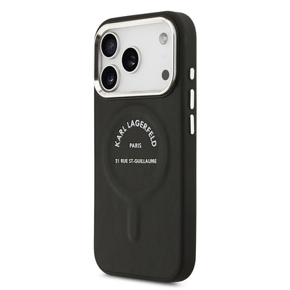 iPhone 17 Pro Max Kılıf Karl Lagerfeld Orjinal Lisanslı M-safe Şarj Özellikli Metal Kamera ve Buton Tasarımlı Paris RSG PU Deri Kılıf