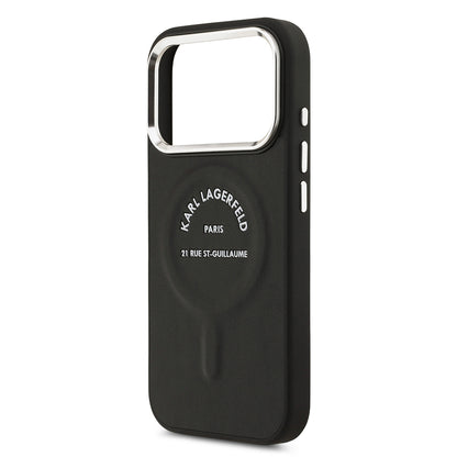 iPhone 17 Pro Max Kılıf Karl Lagerfeld Orjinal Lisanslı M-safe Şarj Özellikli Metal Kamera ve Buton Tasarımlı Paris RSG PU Deri Kılıf