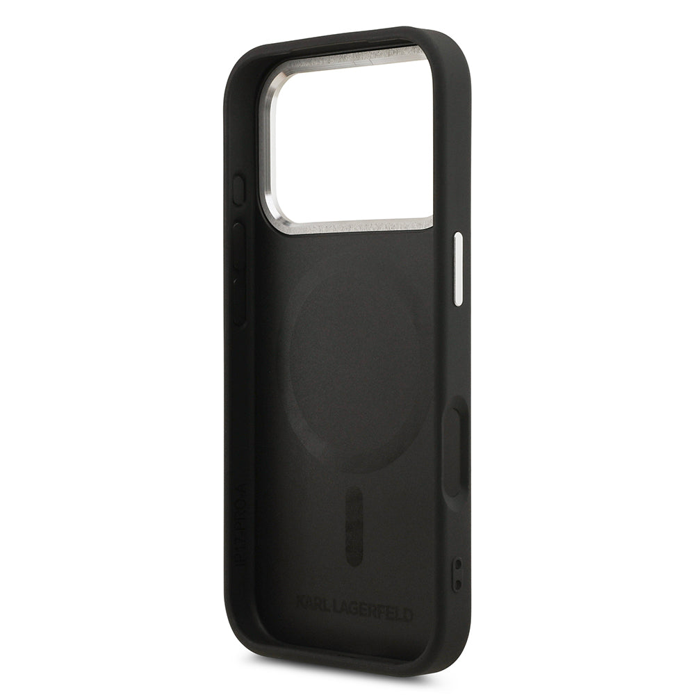 iPhone 17 Pro Max Kılıf Karl Lagerfeld Orjinal Lisanslı M-safe Şarj Özellikli Metal Kamera ve Buton Tasarımlı Paris RSG PU Deri Kılıf