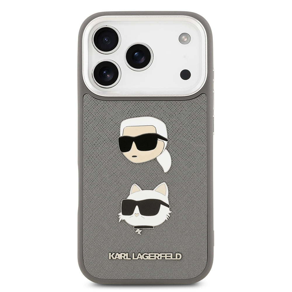iPhone 17 Pro Max Kılıf Karl Lagerfeld Orjinal Lisanslı Metal Logolu K&C Heads Pin Kılıf