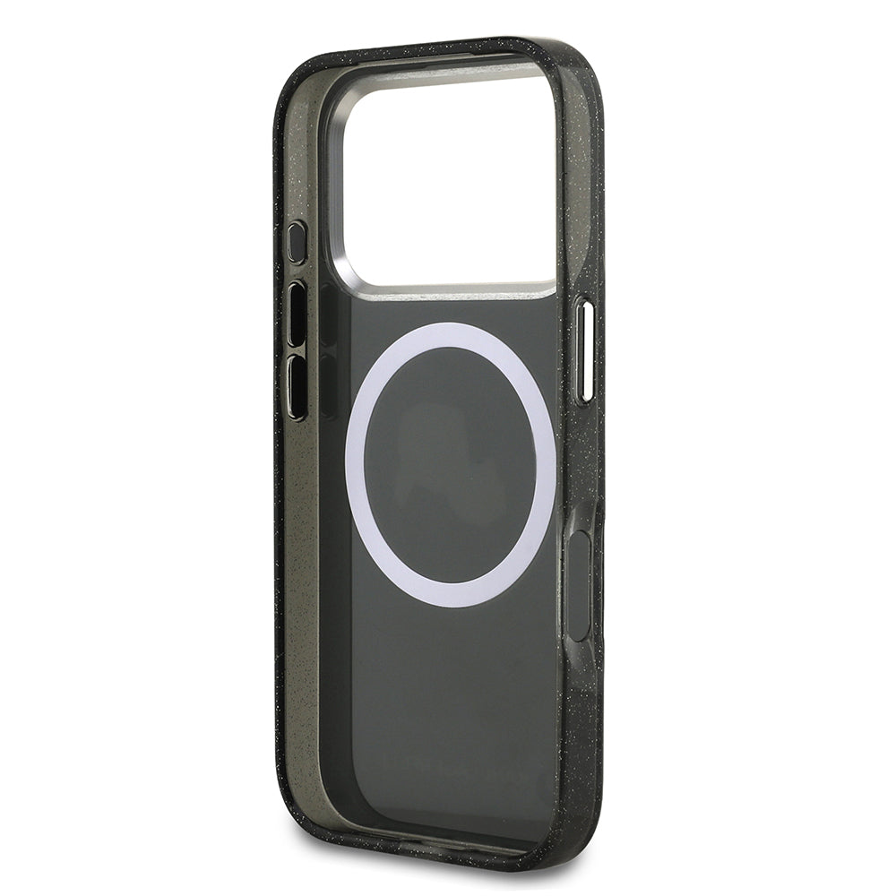 iPhone 17 Pro Max Kılıf Karl Lagerfeld Orjinal Lisanslı Parlayan Simli Karl & Choupette Heads Kılıf