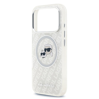 iPhone 17 Pro Max Kılıf Karl Lagerfeld Orjinal Lisanslı Parlayan Simli Karl & Choupette Heads Kılıf