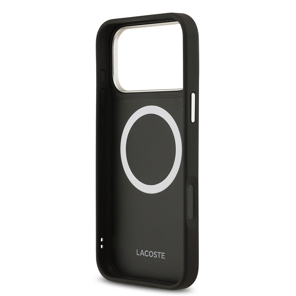 iPhone 17 Pro Max Kılıf Lacoste Orjinal Lisanslı M-safe Şarj Özellikli Champs Elysees PU Deri Tasarımlı Kılıf