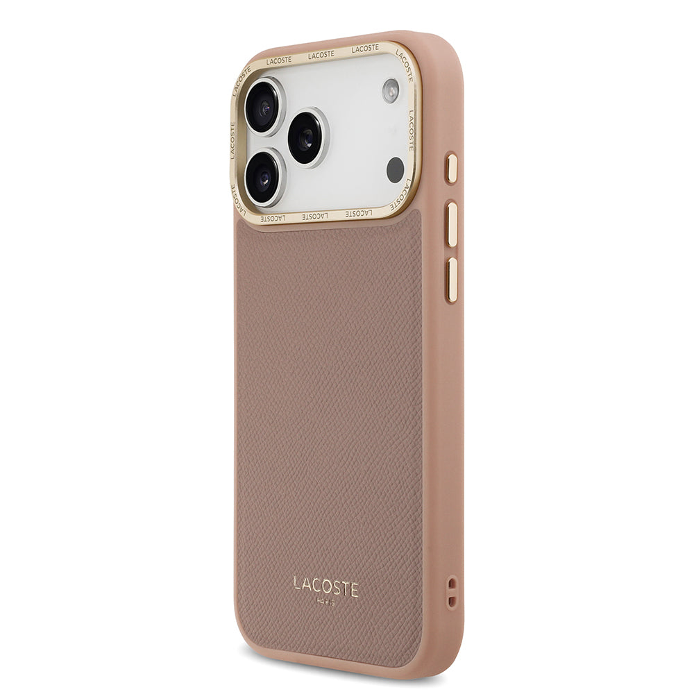 iPhone 17 Pro Max Kılıf Lacoste Orjinal Lisanslı M-safe Şarj Özellikli Champs Elysees PU Deri Tasarımlı Kılıf