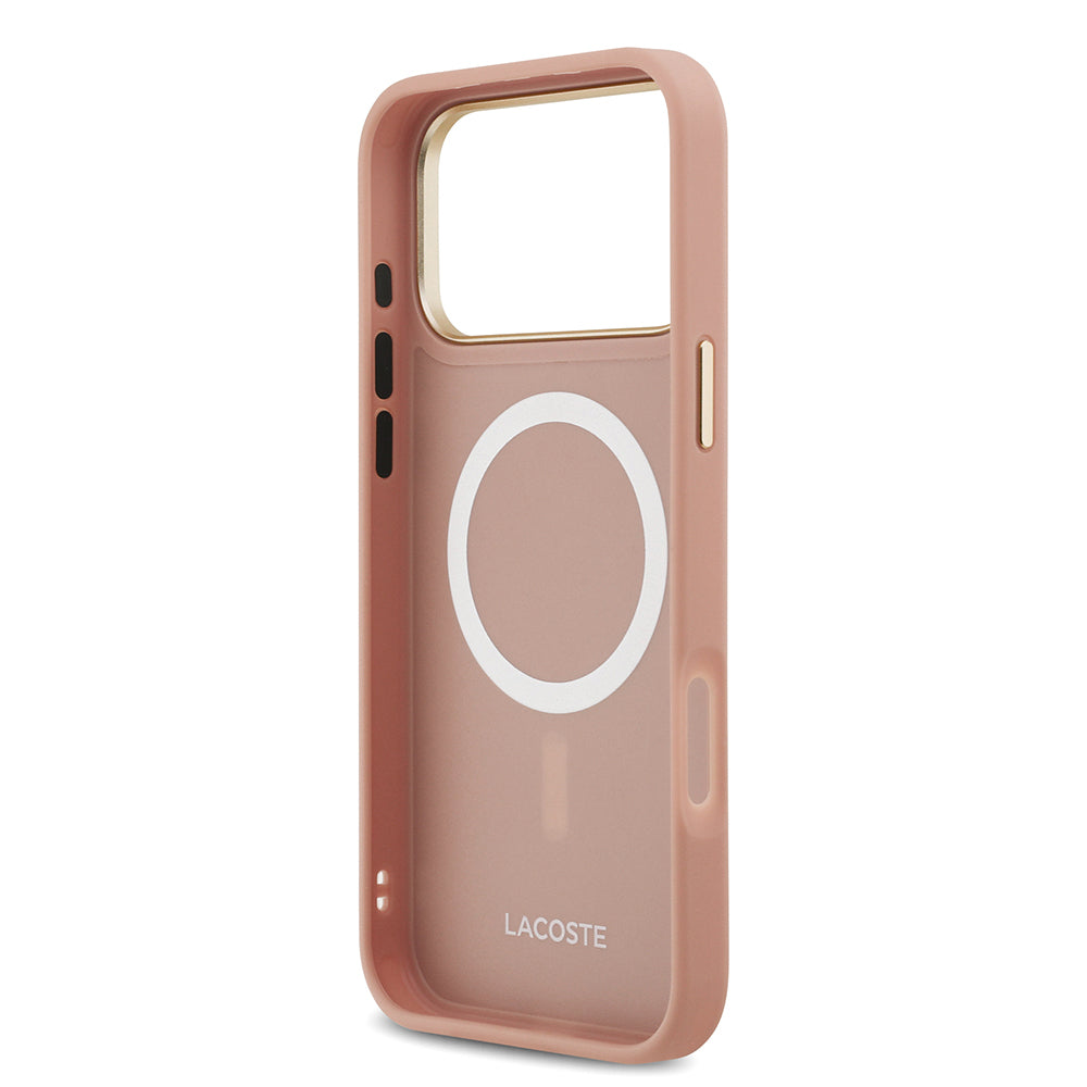 iPhone 17 Pro Max Kılıf Lacoste Orjinal Lisanslı M-safe Şarj Özellikli Champs Elysees PU Deri Tasarımlı Kılıf