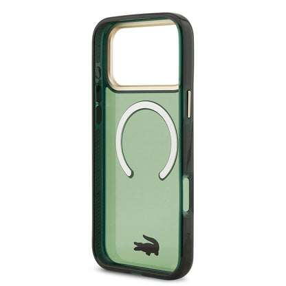 iPhone 17 Pro Max Kılıf Lacoste Orjinal Lisanslı M-safe Şarj Özellikli Gold Timsah Logolu Buzlu Kılıf