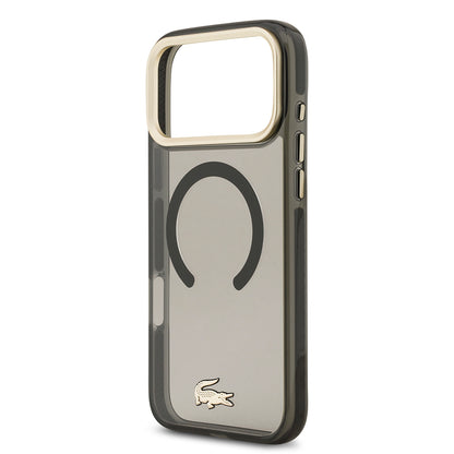 iPhone 17 Pro Max Kılıf Lacoste Orjinal Lisanslı M-safe Şarj Özellikli Gold Timsah Logolu Buzlu Kılıf