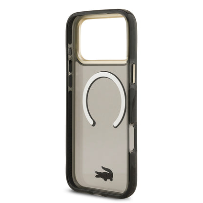 iPhone 17 Pro Max Kılıf Lacoste Orjinal Lisanslı M-safe Şarj Özellikli Gold Timsah Logolu Buzlu Kılıf