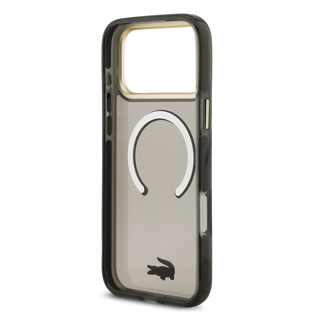 Apple iPhone 17 Pro Max Kılıf Lacoste Orjinal Lisanslı M-safe Şarj Özellikli Gold Timsah Logolu Buzlu Kapak Yeşil