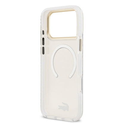 iPhone 17 Pro Max Kılıf Lacoste Orjinal Lisanslı M-safe Şarj Özellikli Gold Timsah Logolu Buzlu Kılıf