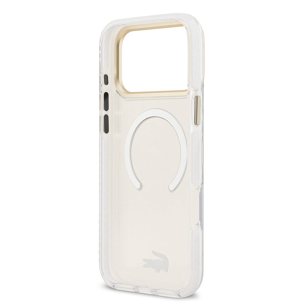 Apple iPhone 17 Pro Max Kılıf Lacoste Orjinal Lisanslı M-safe Şarj Özellikli Gold Timsah Logolu Buzlu Kapak Yeşil