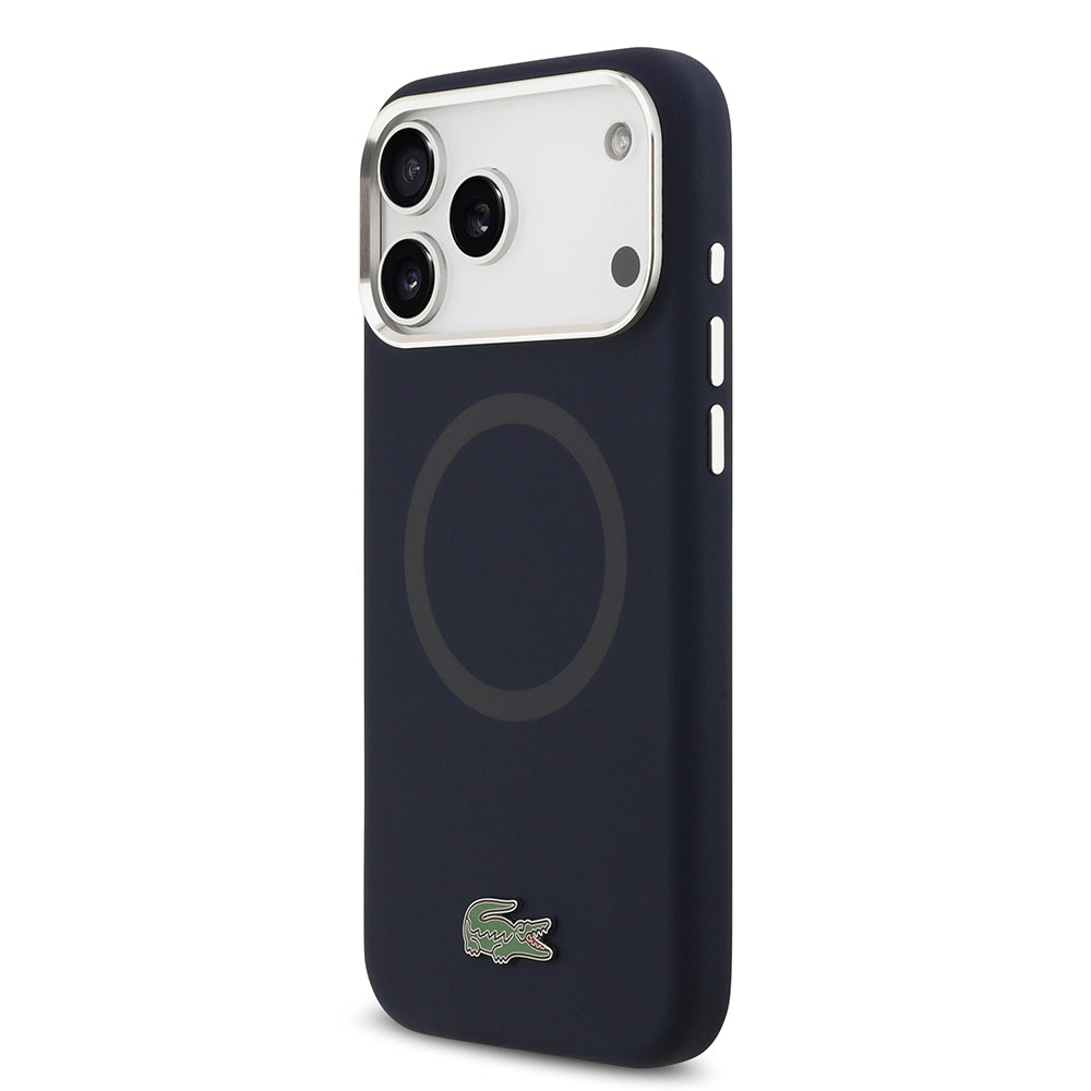 iPhone 17 Pro Max Kılıf Lacoste Orjinal Lisanslı M-safe Şarj Özellikli İkonik Logolu Metal Kamera Çerçeveli Silikon Kılıf