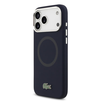 iPhone 17 Pro Max Kılıf Lacoste Orjinal Lisanslı M-safe Şarj Özellikli İkonik Logolu Metal Kamera Çerçeveli Silikon Kılıf