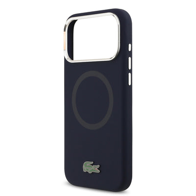 Apple iPhone 17 Pro Max Kılıf Lacoste Orjinal Lisanslı M-safe Şarj Özellikli İkonik Logolu Metal Kamera Çerçeveli Silikon Kapak Yeşil