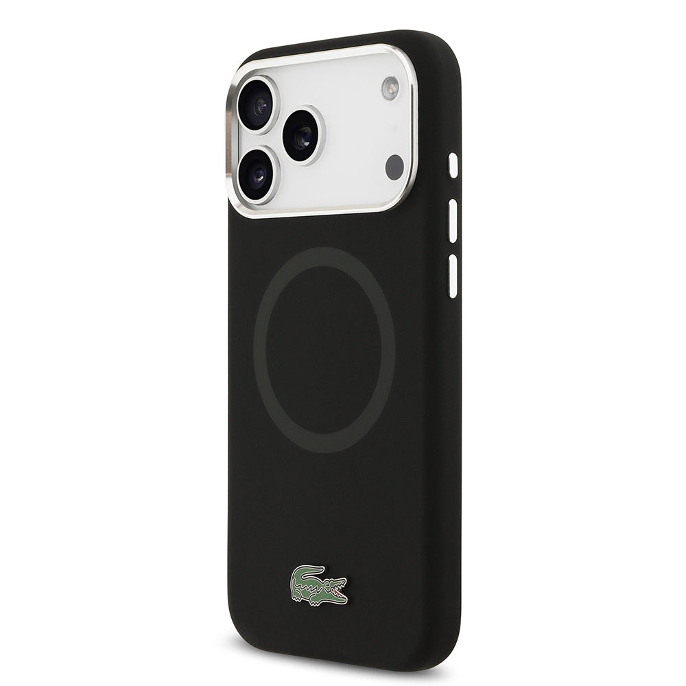 Apple iPhone 17 Pro Max Kılıf Lacoste Orjinal Lisanslı M-safe Şarj Özellikli İkonik Logolu Metal Kamera Çerçeveli Silikon Kapak Yeşil