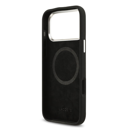 iPhone 17 Pro Max Kılıf Lacoste Orjinal Lisanslı M-safe Şarj Özellikli İkonik Logolu Metal Kamera Çerçeveli Silikon Kılıf