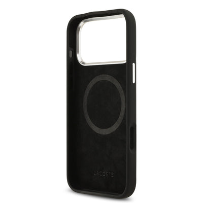 Apple iPhone 17 Pro Max Kılıf Lacoste Orjinal Lisanslı M-safe Şarj Özellikli İkonik Logolu Metal Kamera Çerçeveli Silikon Kapak Yeşil