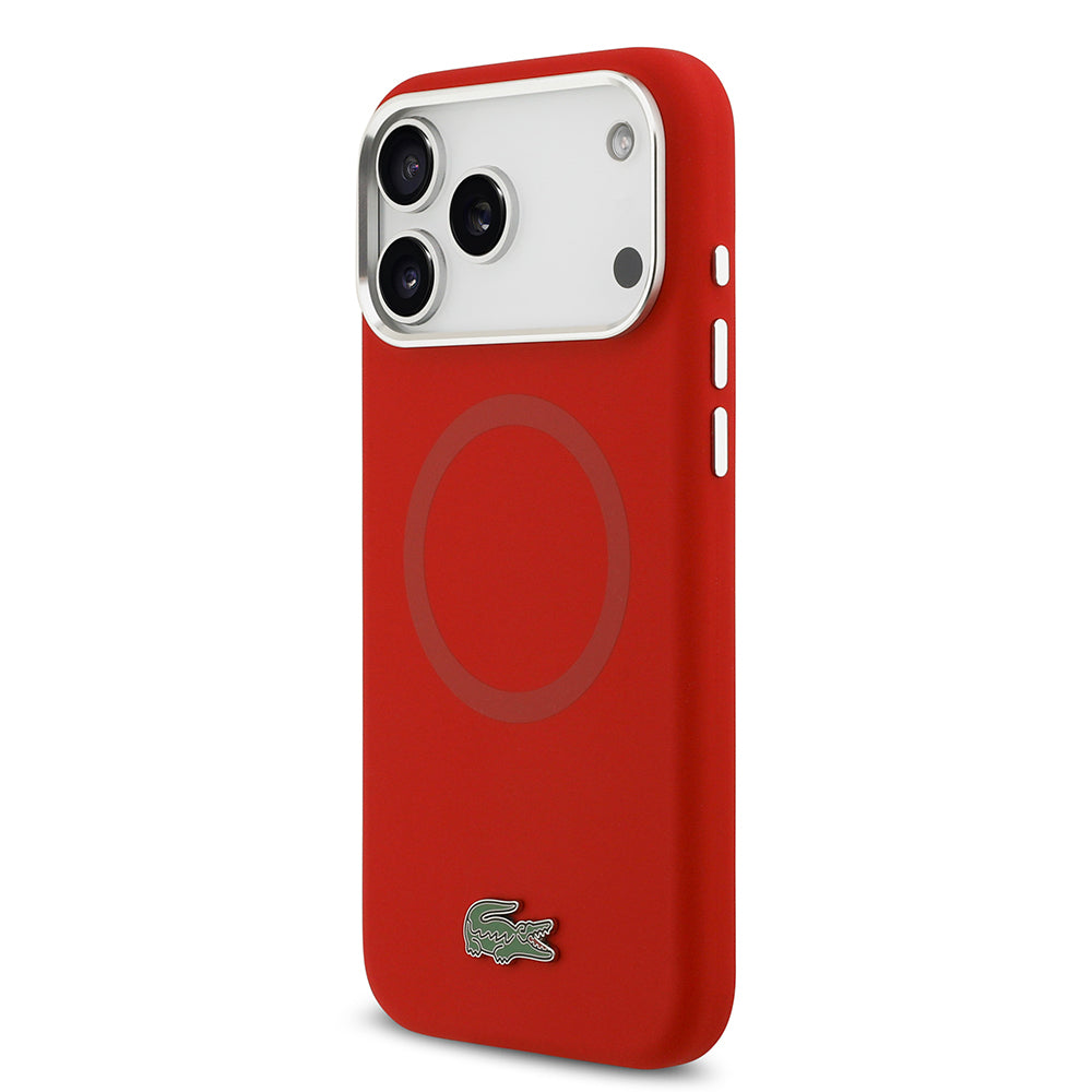 iPhone 17 Pro Max Kılıf Lacoste Orjinal Lisanslı M-safe Şarj Özellikli İkonik Logolu Metal Kamera Çerçeveli Silikon Kılıf