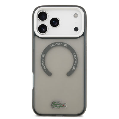 Apple iPhone 17 Pro Max Kılıf Lacoste Orjinal Lisanslı M-safe Şarj Özellikli İkonik Timsah Logolu Buzlu Kapak Yeşil