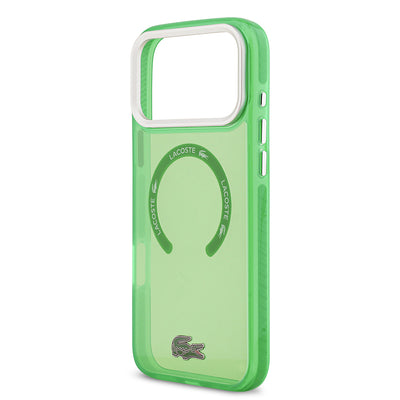 Apple iPhone 17 Pro Max Kılıf Lacoste Orjinal Lisanslı M-safe Şarj Özellikli İkonik Timsah Logolu Buzlu Kapak Beyaz