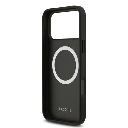 iPhone 17 Pro Max Kılıf Lacoste Orjinal Lisanslı M-safe Şarj Özellikli PU Deri Tasarımlı Kartlıklı Karışık Monogram Desenli Kılıf