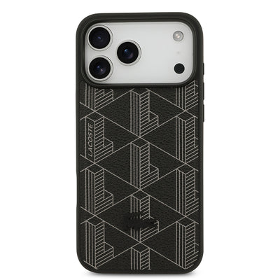 Apple iPhone 17 Pro Max Kılıf Lacoste Orjinal Lisanslı M-safe Şarj Özellikli PU Deri Tasarımlı Kartlıklı Karışık Monogram Desenli Kapak Yeşil