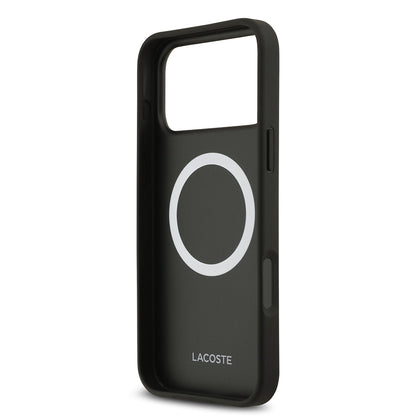 iPhone 17 Pro Max Kılıf Lacoste Orjinal Lisanslı M-safe Şarj Özellikli PU Deri Tasarımlı Kartlıklı Karışık Monogram Desenli Kılıf