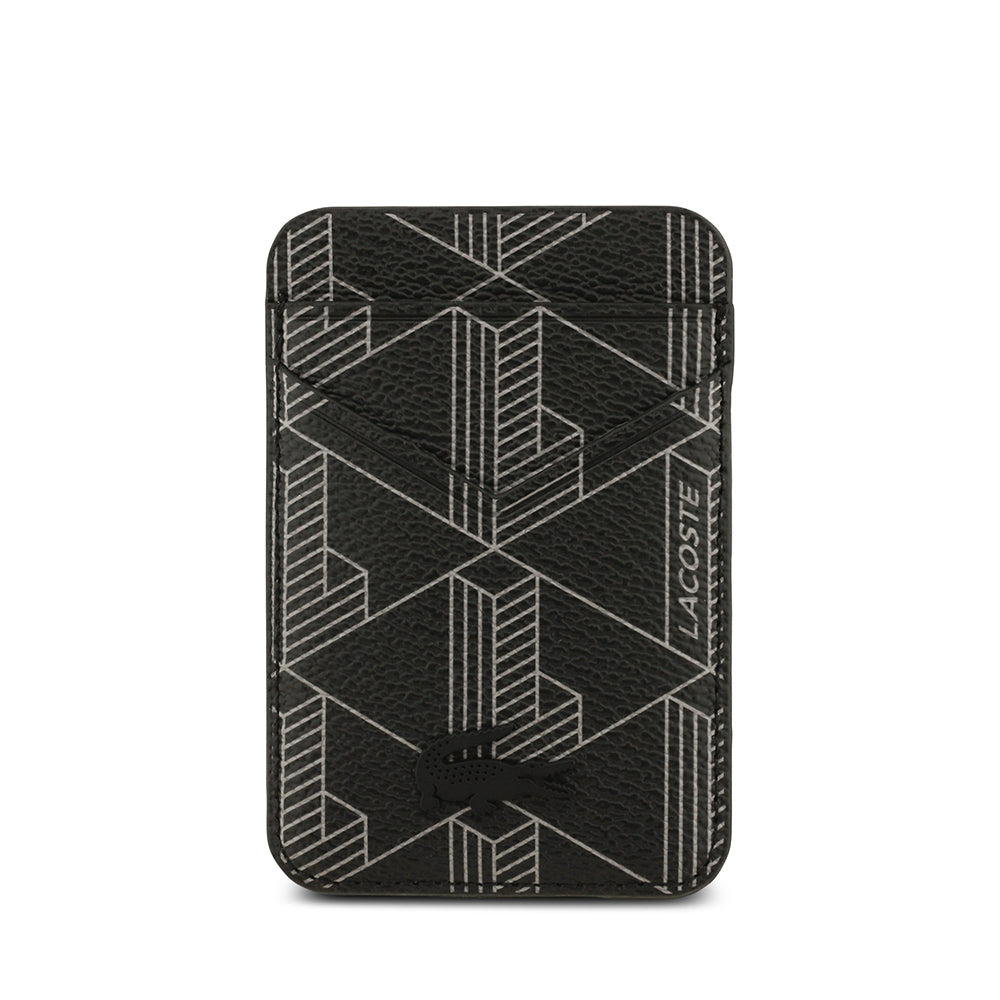 iPhone 17 Pro Max Kılıf Lacoste Orjinal Lisanslı M-safe Şarj Özellikli PU Deri Tasarımlı Kartlıklı Karışık Monogram Desenli Kılıf