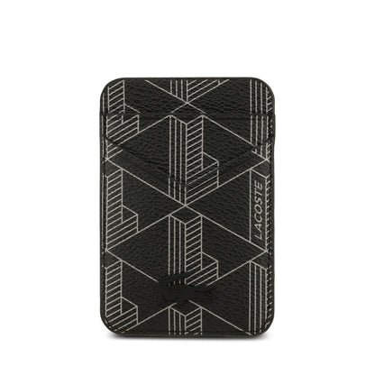 iPhone 17 Pro Max Kılıf Lacoste Orjinal Lisanslı M-safe Şarj Özellikli PU Deri Tasarımlı Kartlıklı Karışık Monogram Desenli Kılıf