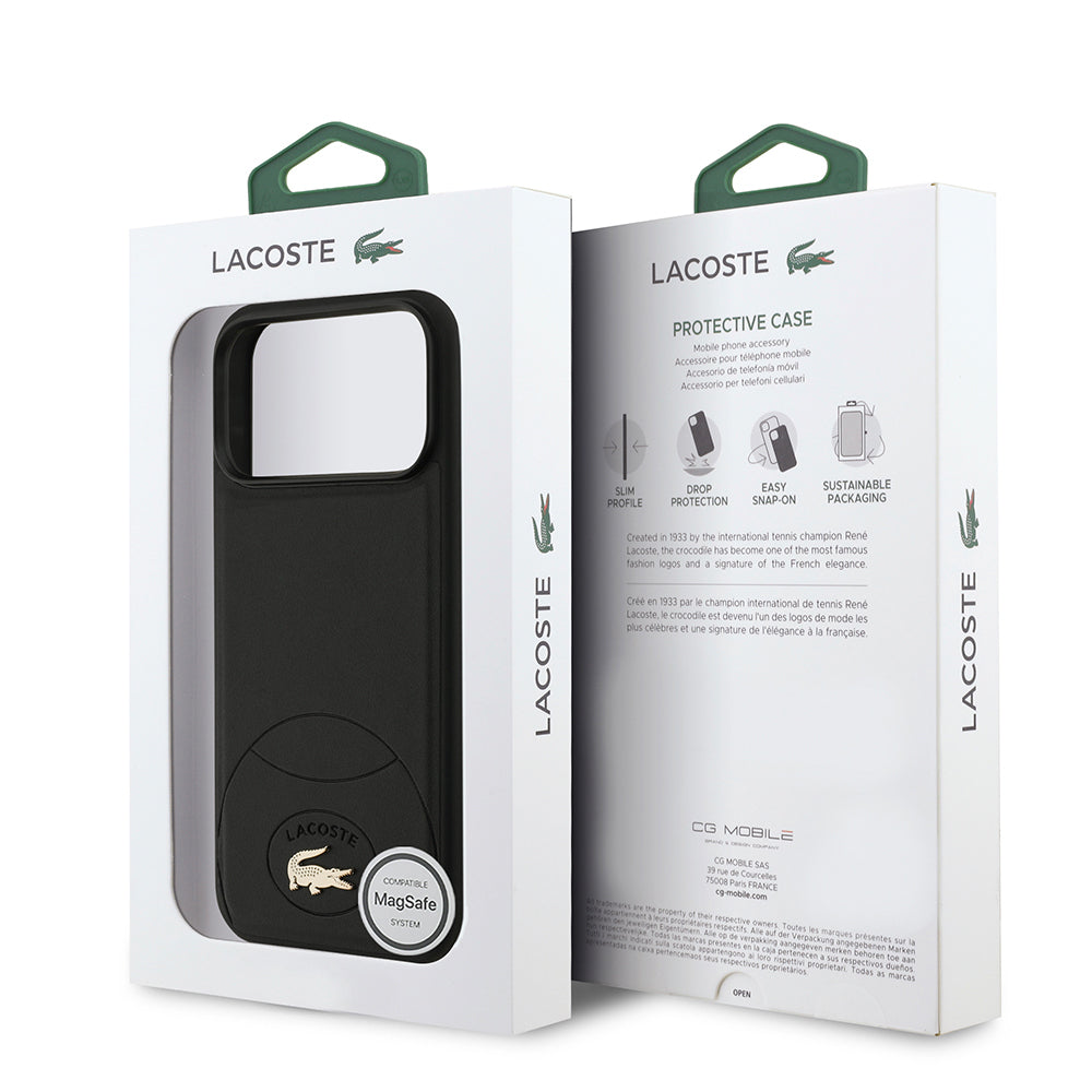 Apple iPhone 17 Pro Max Kılıf Lacoste Orjinal Lisanslı M-safe Şarj Özellikli PU Deri Tasarımlı Metal Logolu Kapak Yeşil