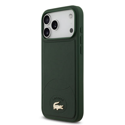 Apple iPhone 17 Pro Max Kılıf Lacoste Orjinal Lisanslı M-safe Şarj Özellikli PU Deri Tasarımlı Metal Logolu Kapak Yeşil