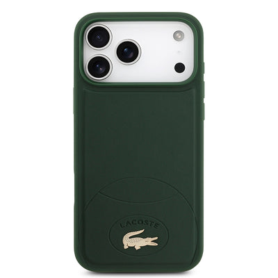 Apple iPhone 17 Pro Max Kılıf Lacoste Orjinal Lisanslı M-safe Şarj Özellikli PU Deri Tasarımlı Metal Logolu Kapak Yeşil