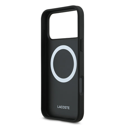 iPhone 17 Pro Max Kılıf Lacoste Orjinal Lisanslı M-safe Şarj Özellikli PU Pike Desenli Metal Logolu Kartlıklı Kılıf